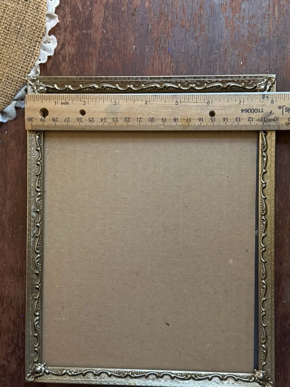 Vtg Gold Tone Brass Metal Picture Frame Embossed Design Edge Fits 8x10”
